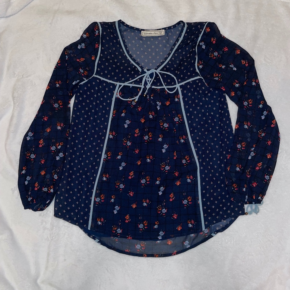 Abercrombie & Fitch Navy Patterned Blouse